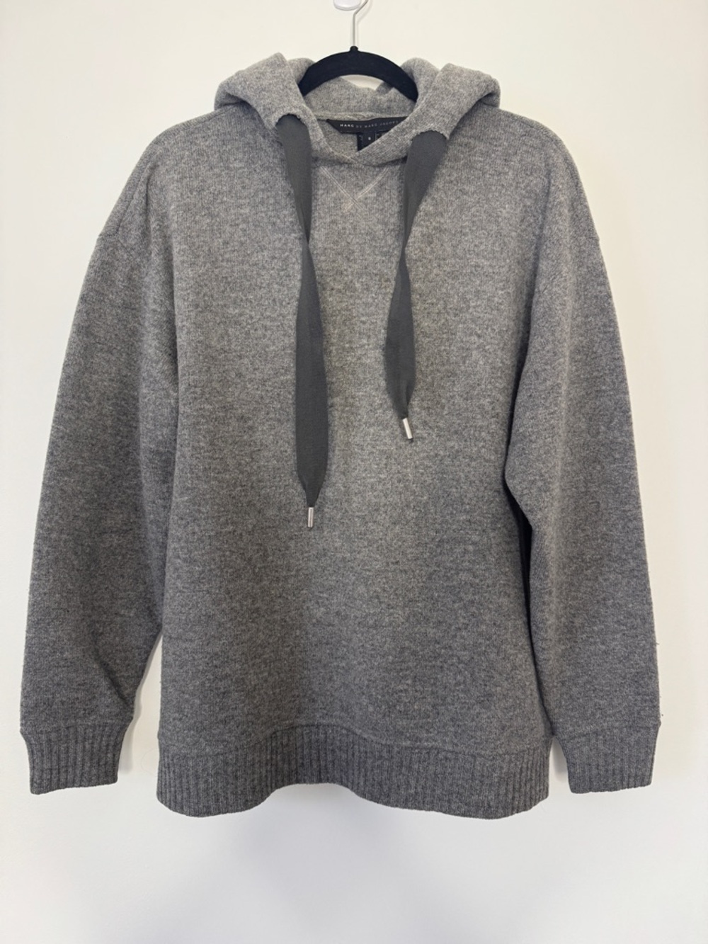 Marc by Marc Jacobs Sweater Lambswool Blend Gray Pockets Hoodie Sweatshirt Sz S